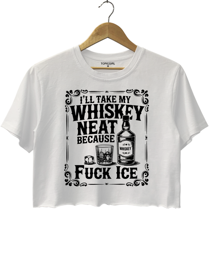 Fxxk ICE Whiskey Neat Activism Crop Top