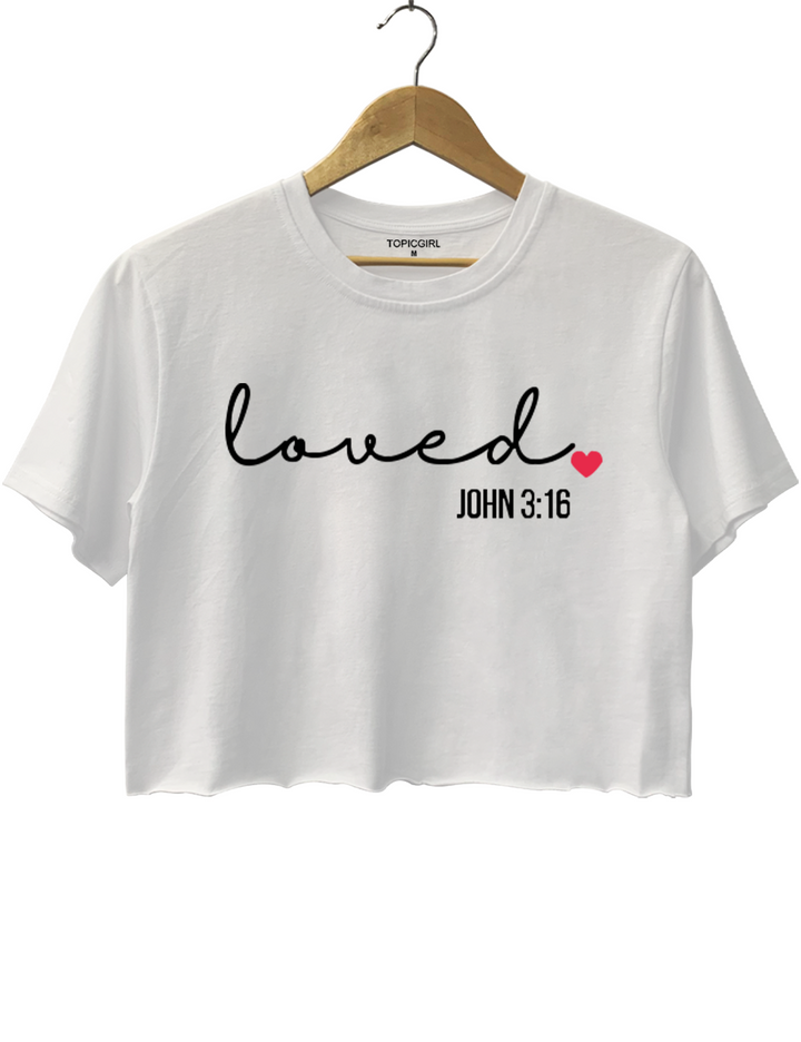 Christian Valentines Loved John 3:16 Crop Top