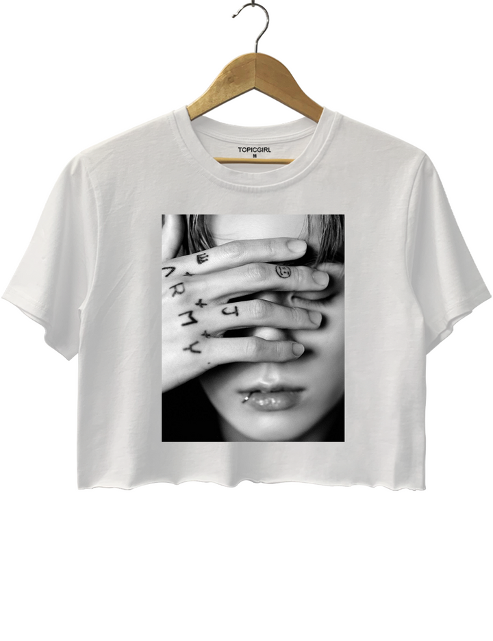 Jungkook Covering Eyes Kpop Crop Top