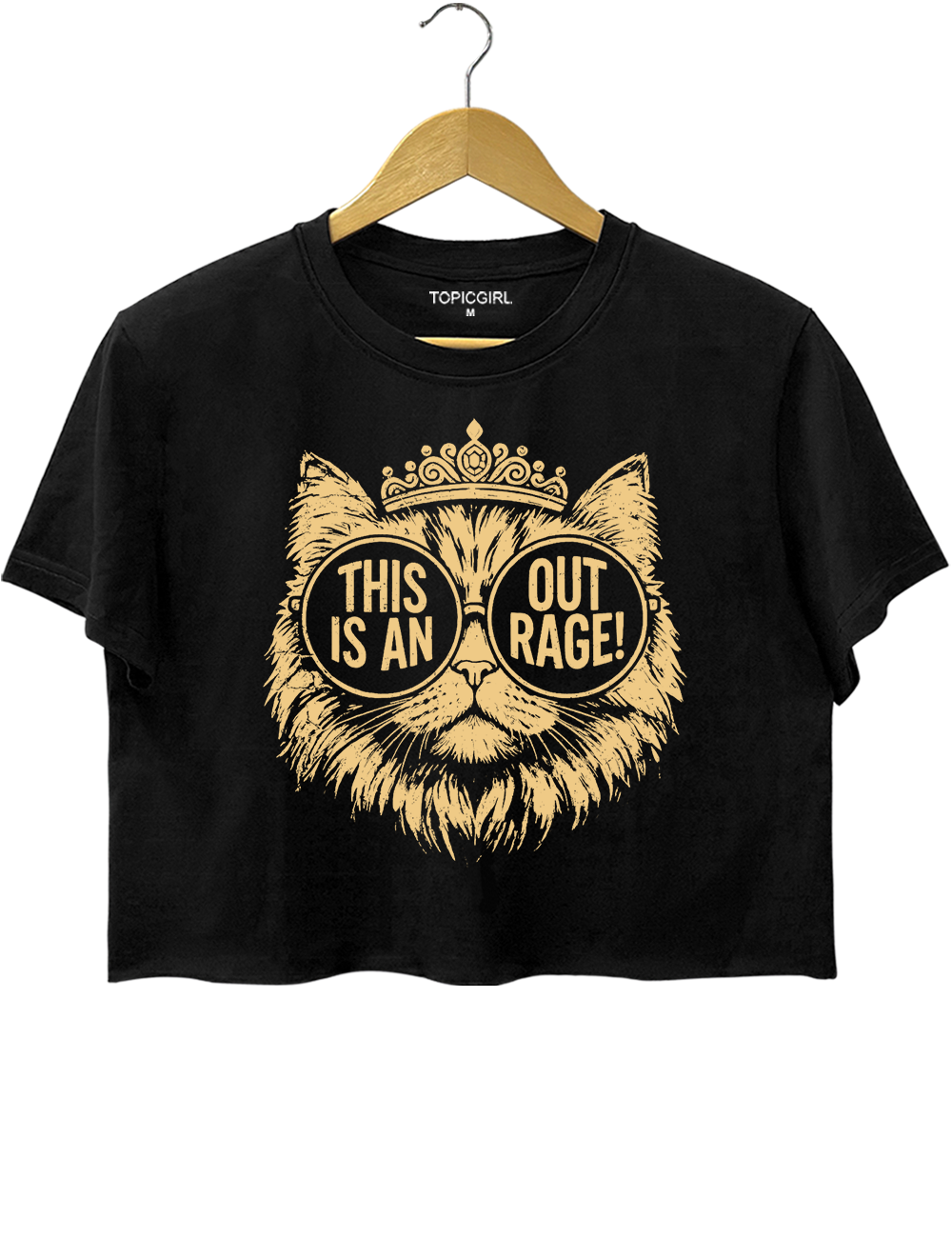 This is an OUTRAGE Dungeon Crawler Carl Goddammit Donut Gold Crop Top