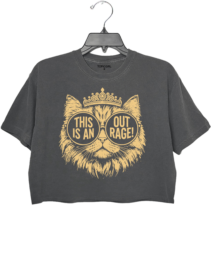 This is an OUTRAGE Dungeon Crawler Carl Goddammit Donut Gold Crop Top