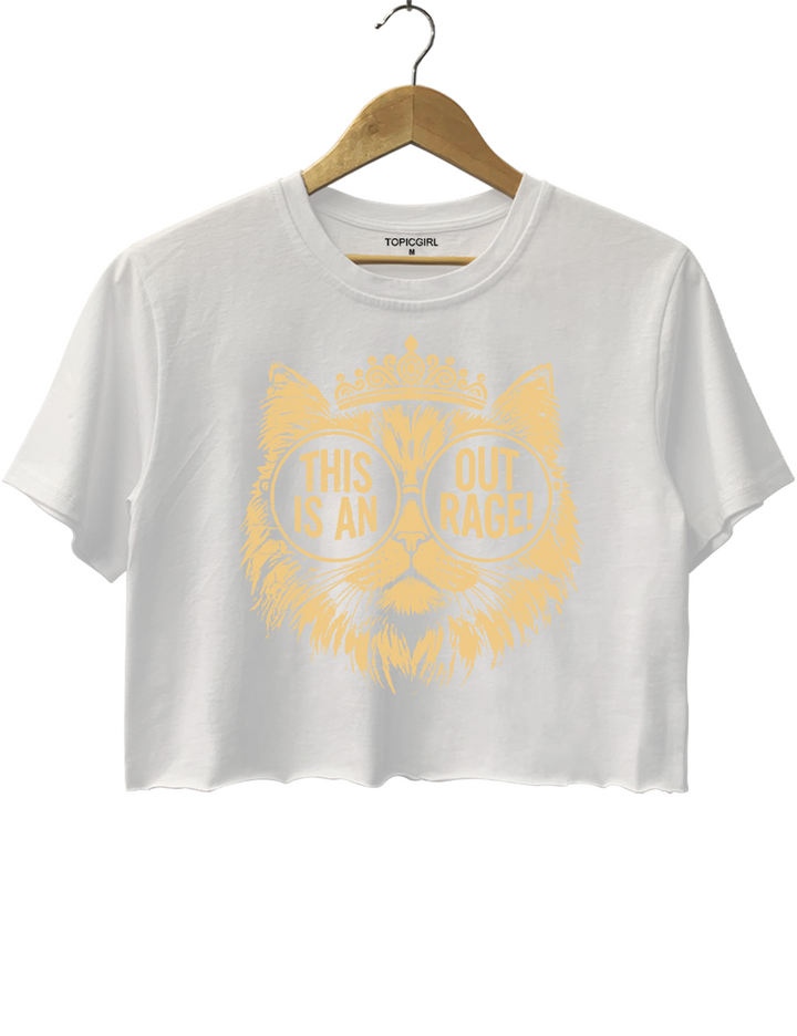 This is an OUTRAGE Dungeon Crawler Carl Goddammit Donut Gold Crop Top