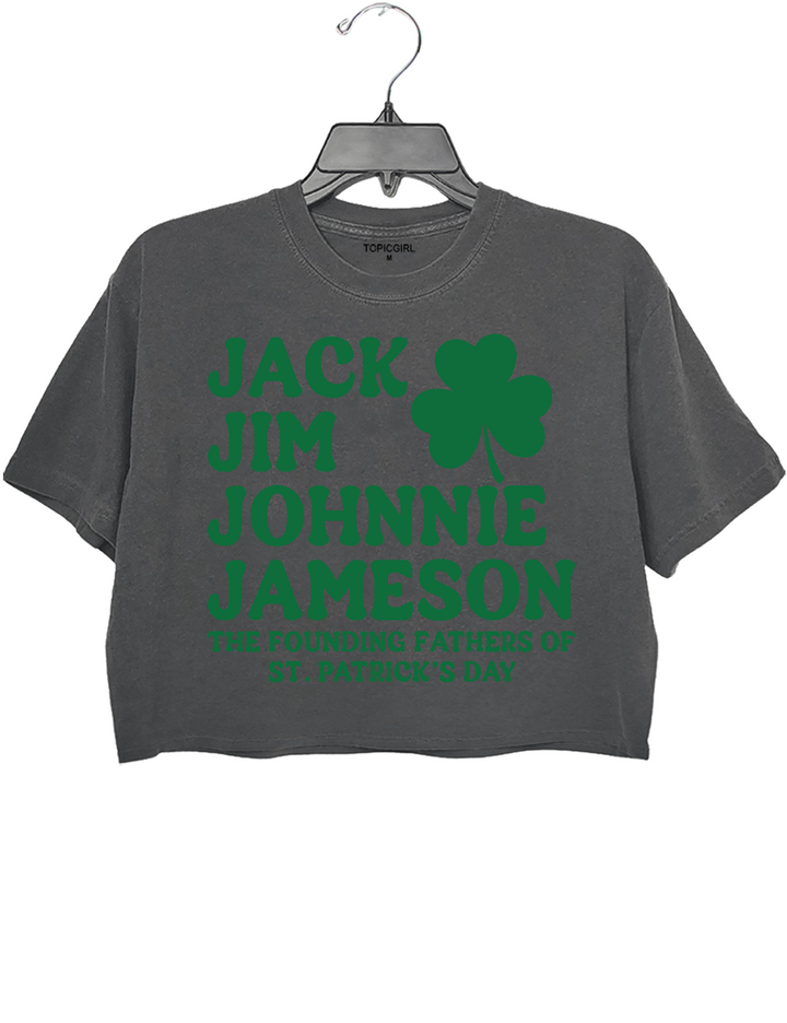 Irish Drinking Jack Jim Johnnie Jameson Funny St Patrick’s Day Crop Top