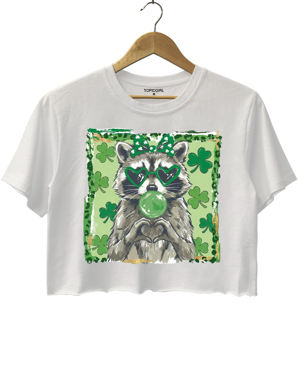St Patrick's Day Raccoon Crop Top