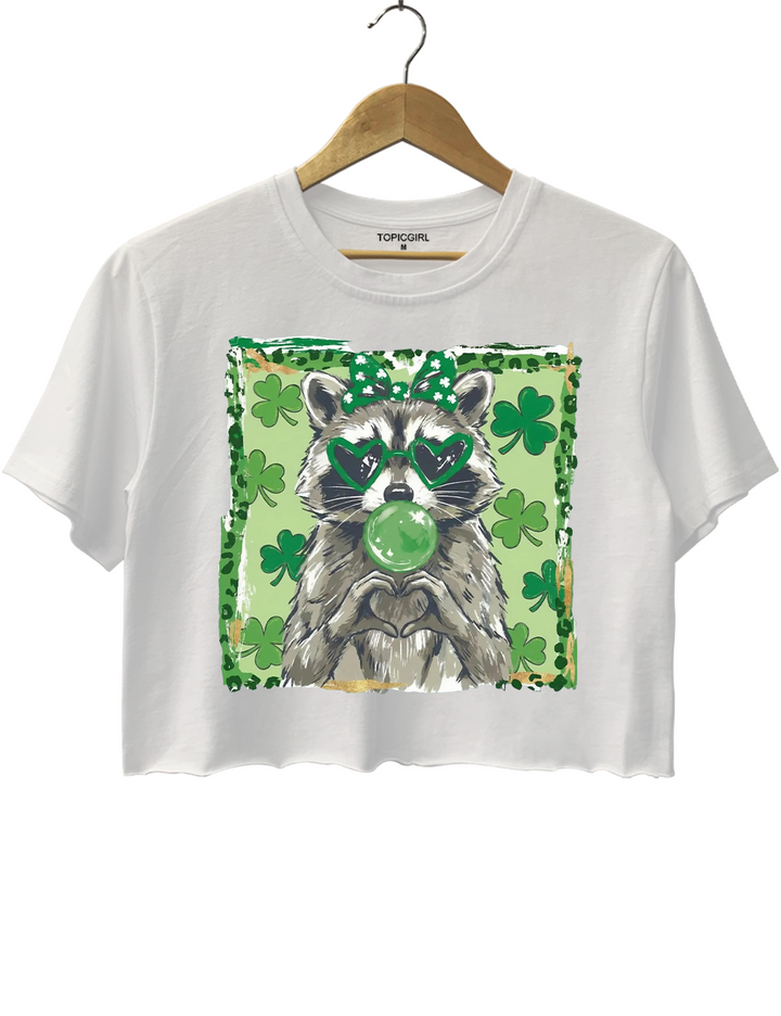 St Patrick's Day Raccoon Crop Top