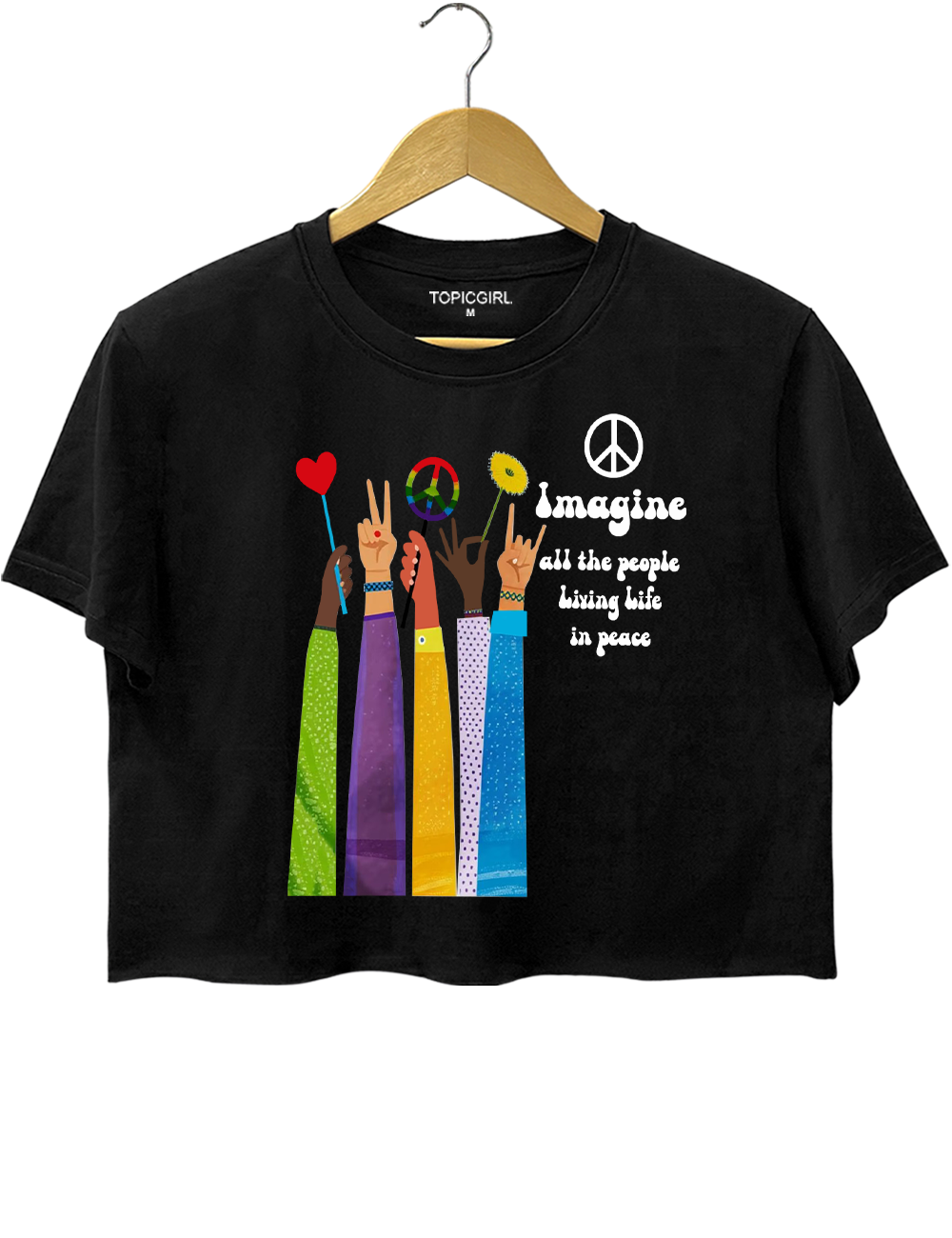 Imagine All The People Living Life In Peace Beatles Crop Top