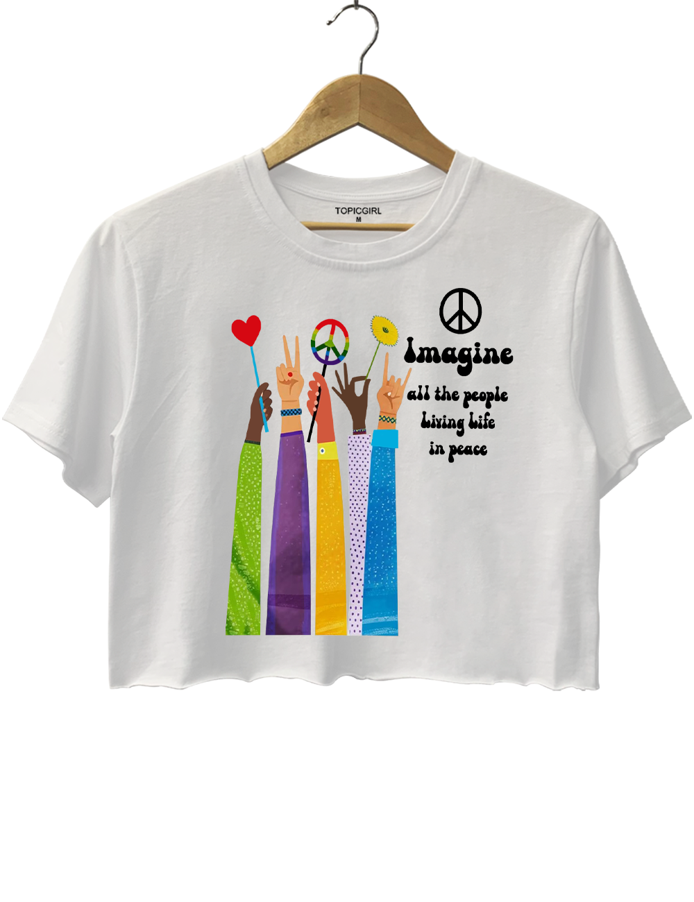Imagine All The People Living Life In Peace Beatles Crop Top