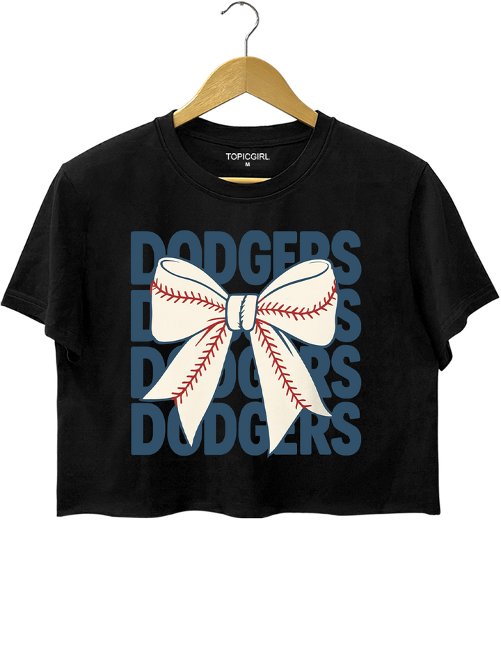 Los Angeles Dodgers Baseball Bow Crop Top
