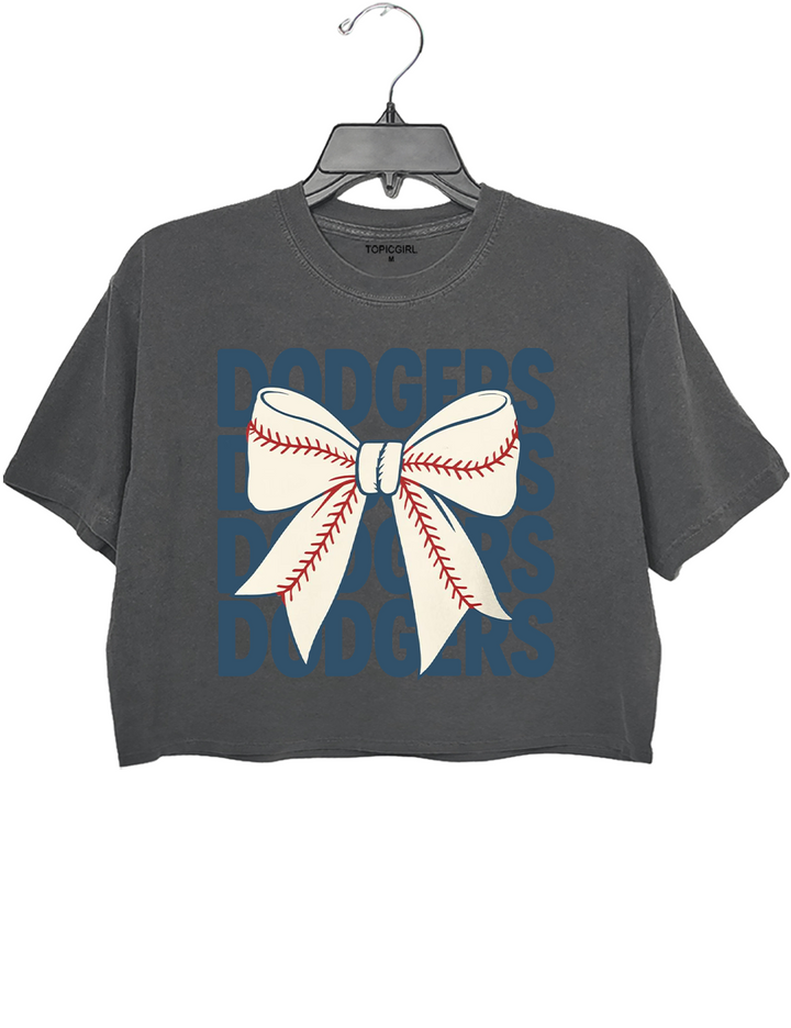 Los Angeles Dodgers Baseball Bow Crop Top