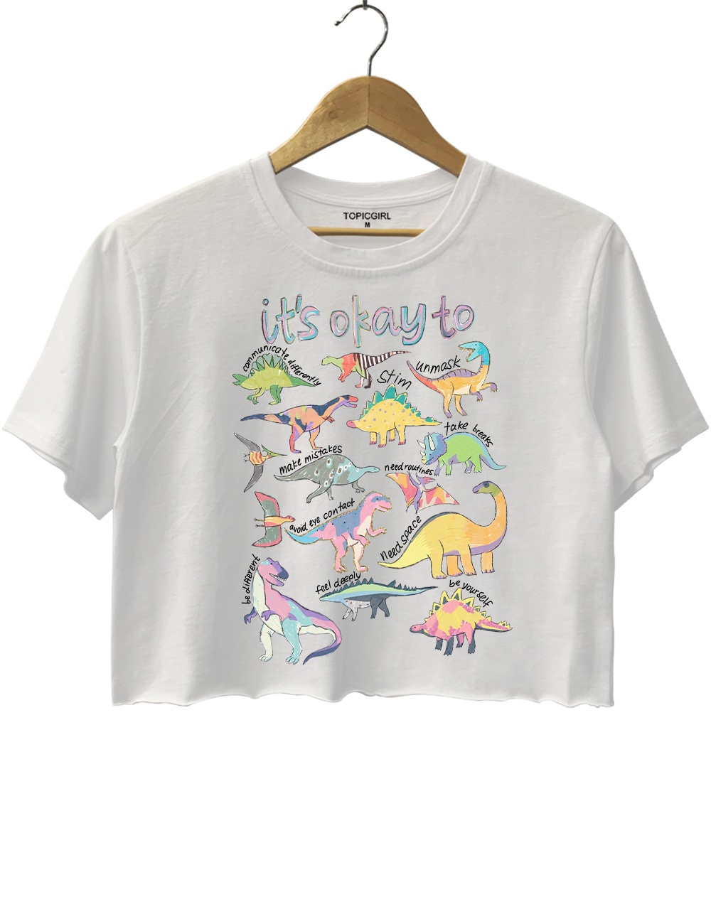 It’s Ok To Be Different Autism Dinosaur Crop Top