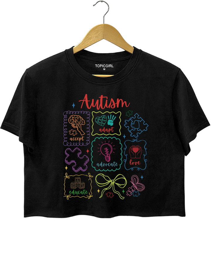 Autism Awareness Accept Adapt Advocate Love Educate Crop Top