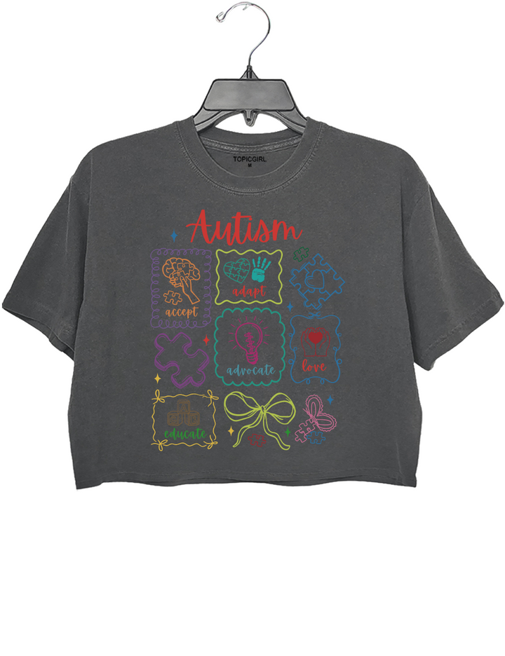 Autism Awareness Accept Adapt Advocate Love Educate Crop Top