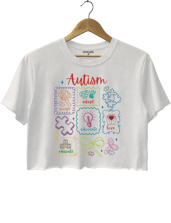 Autism Awareness Accept Adapt Advocate Love Educate Crop Top