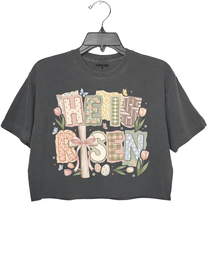 He Is Risen Easter Crop Top
