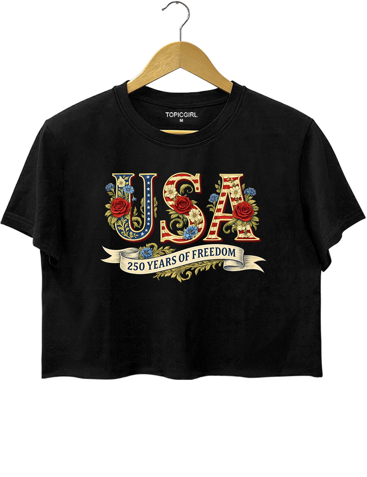 USA 250 Years Of Freedom Crop Top