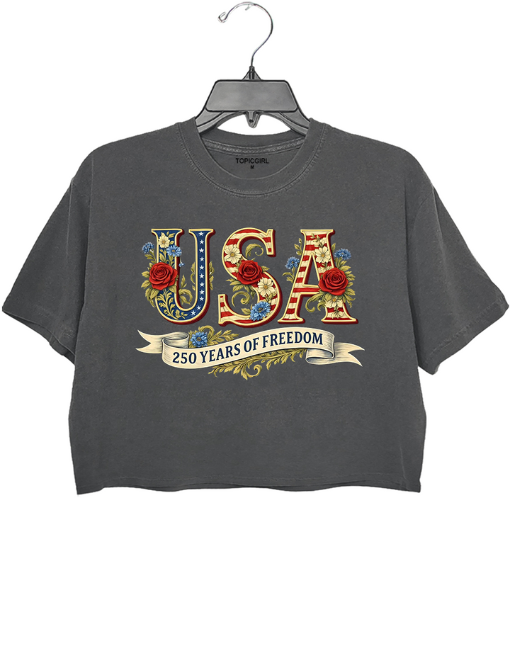 USA 250 Years Of Freedom Crop Top
