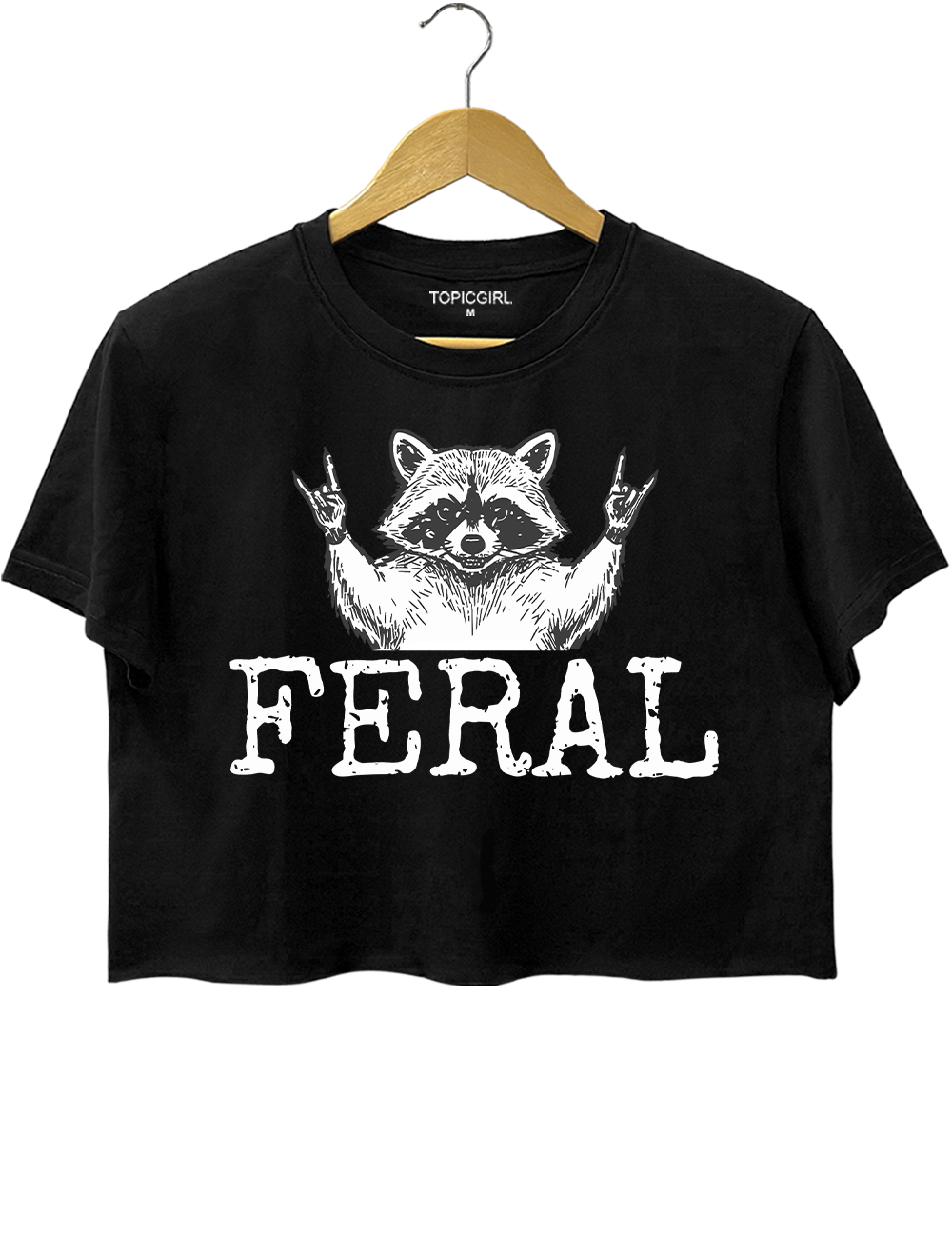 Distressed Feral Raccoon Crop Top