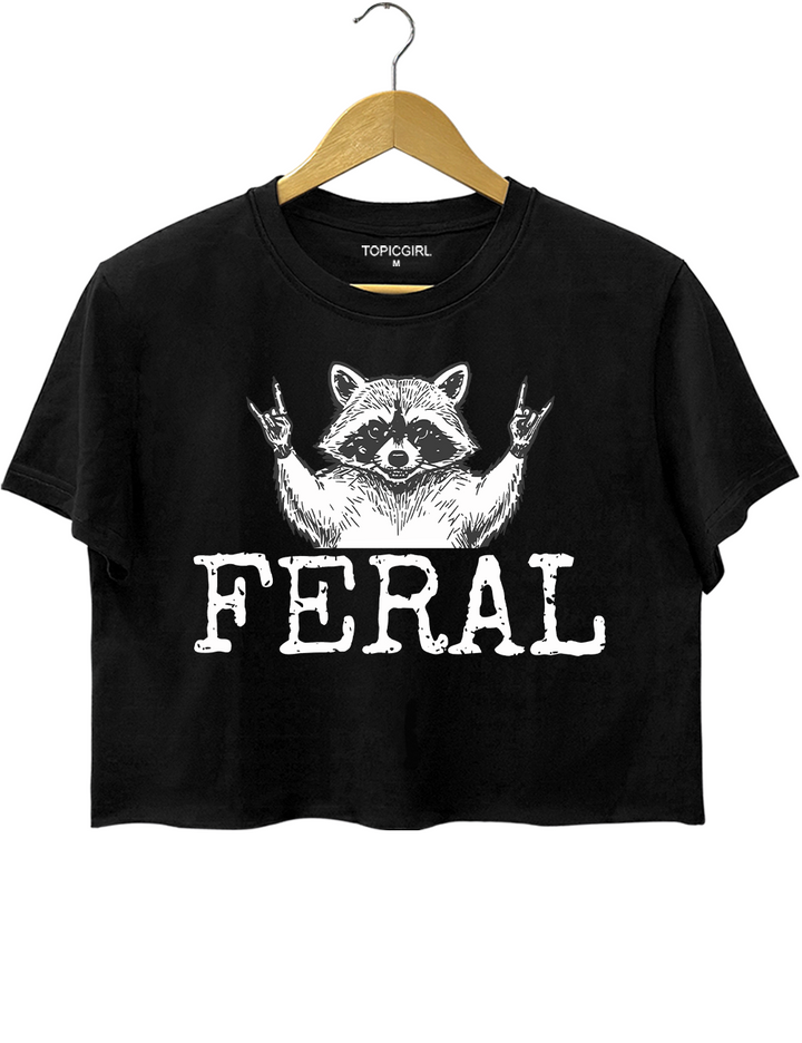 Distressed Feral Raccoon Crop Top