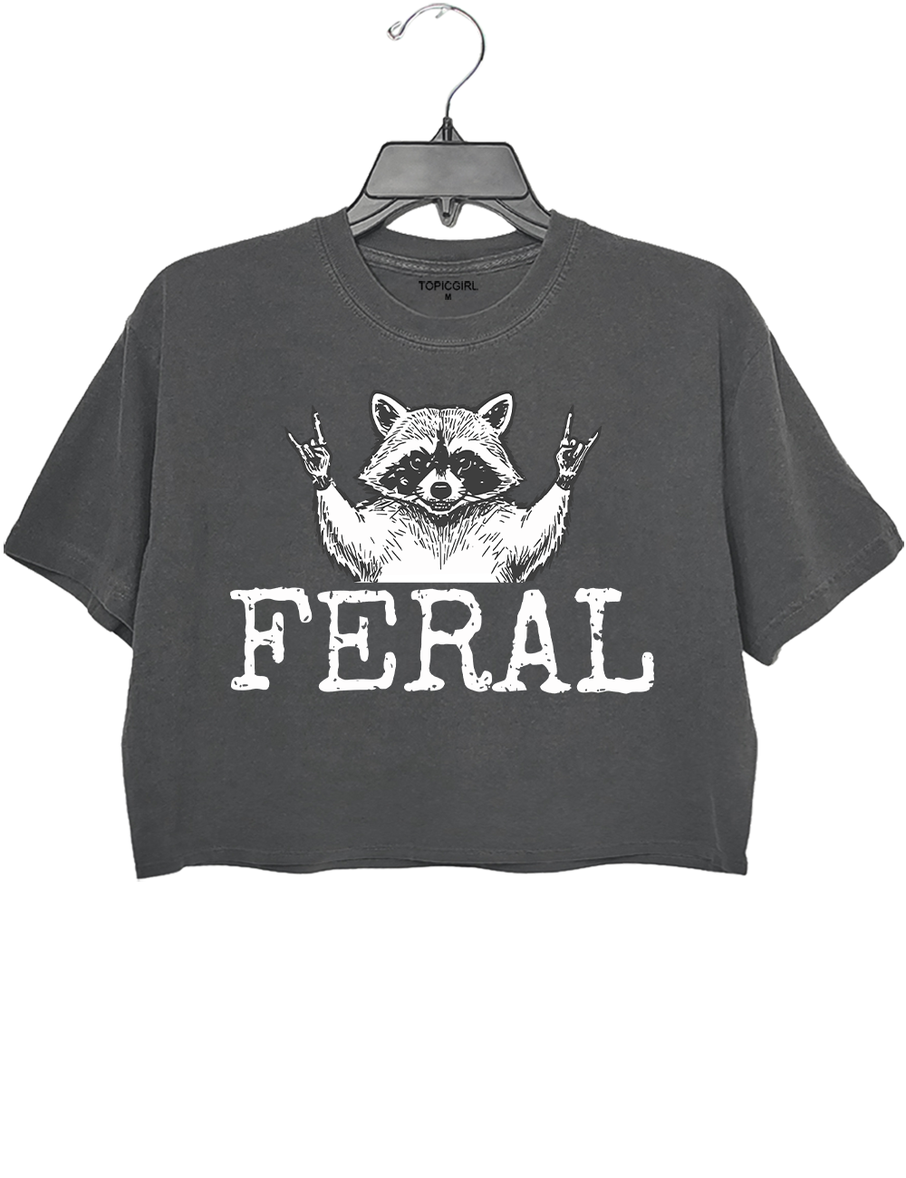 Distressed Feral Raccoon Crop Top