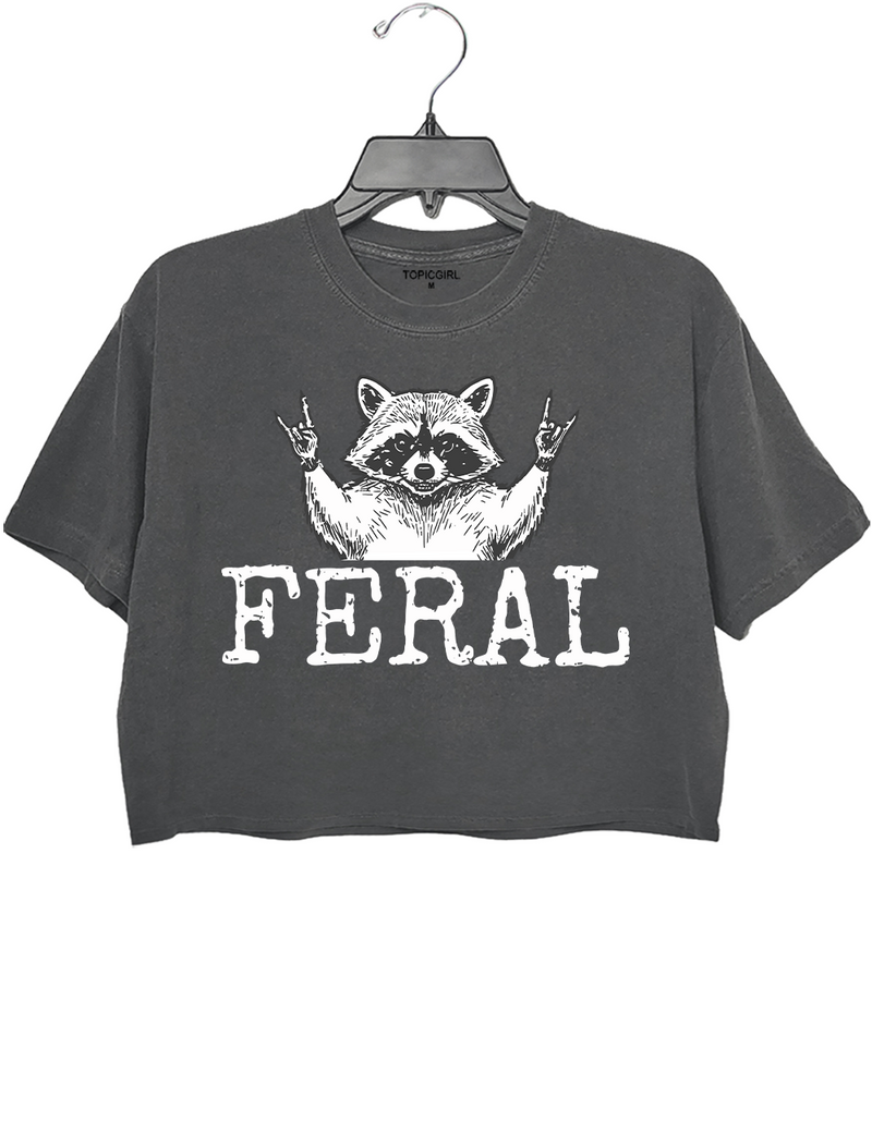 Distressed Feral Raccoon Crop Top