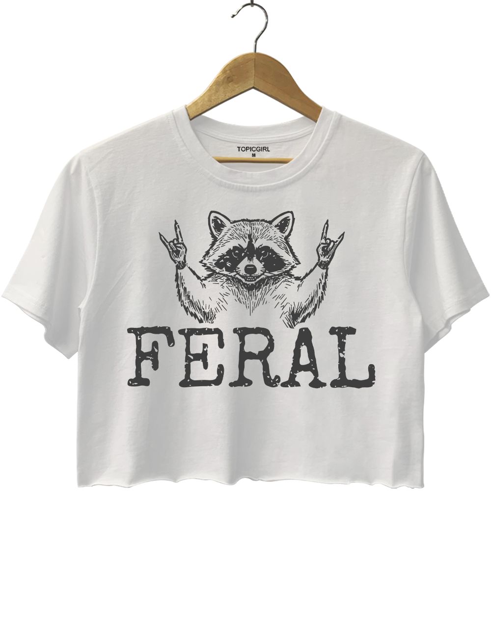 Distressed Feral Raccoon Crop Top