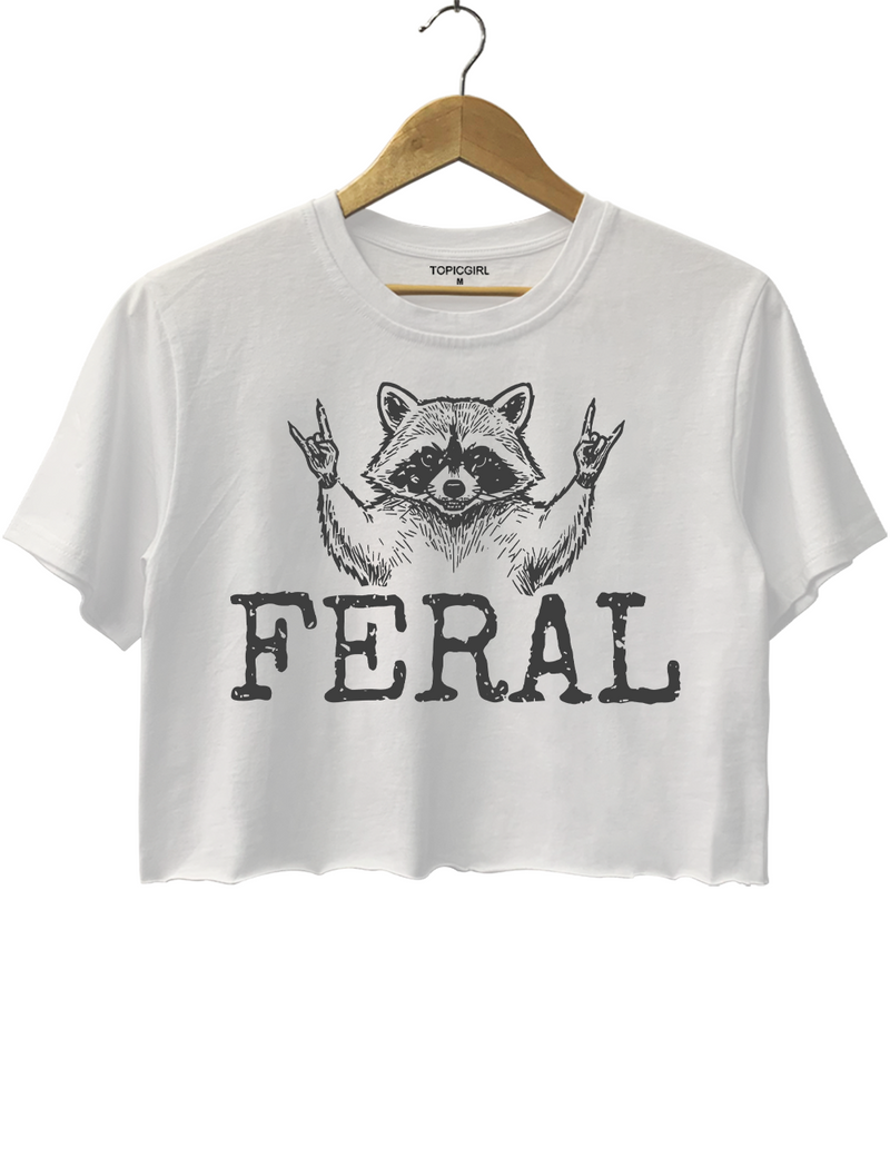 Distressed Feral Raccoon Crop Top