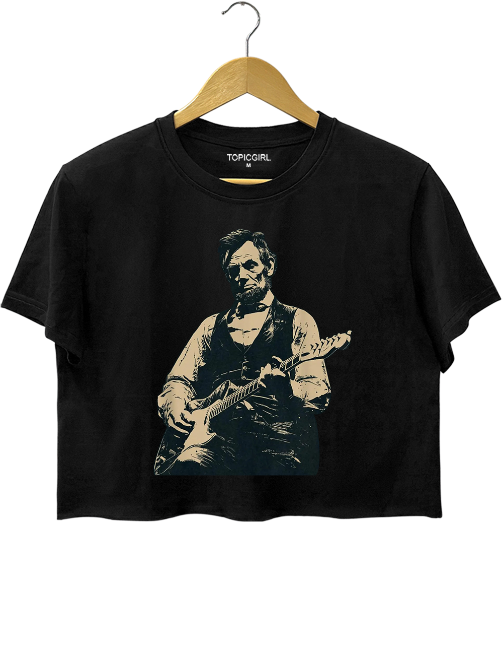 President Abraham Lincoln Playing Guitar Vintage Political Humor Crop Top