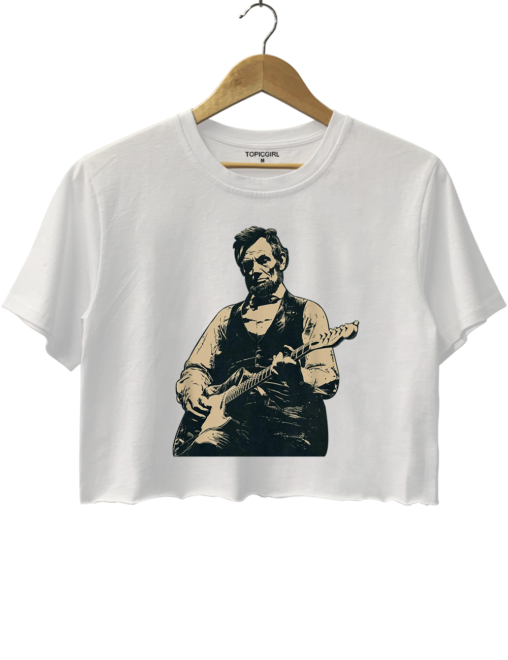 President Abraham Lincoln Playing Guitar Vintage Political Humor Crop Top