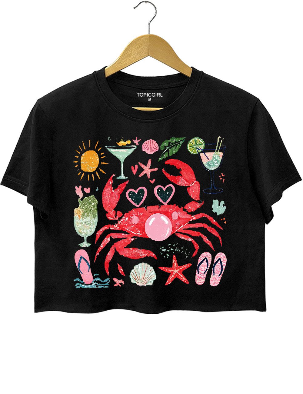 Crab Blowing Bubble Crop Top