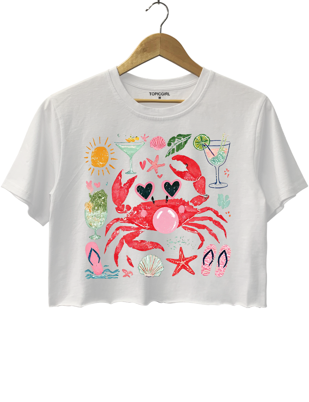 Crab Blowing Bubble Crop Top