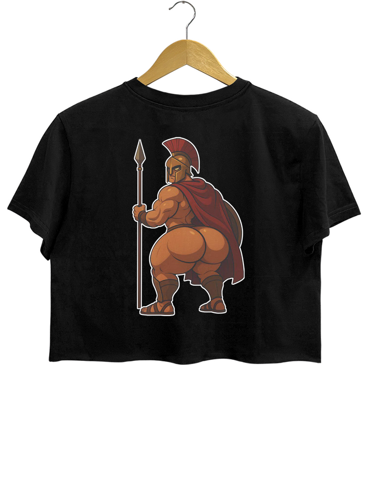 Spartan Warrior with Dump Truck Funny Spartan Butt Crop Top