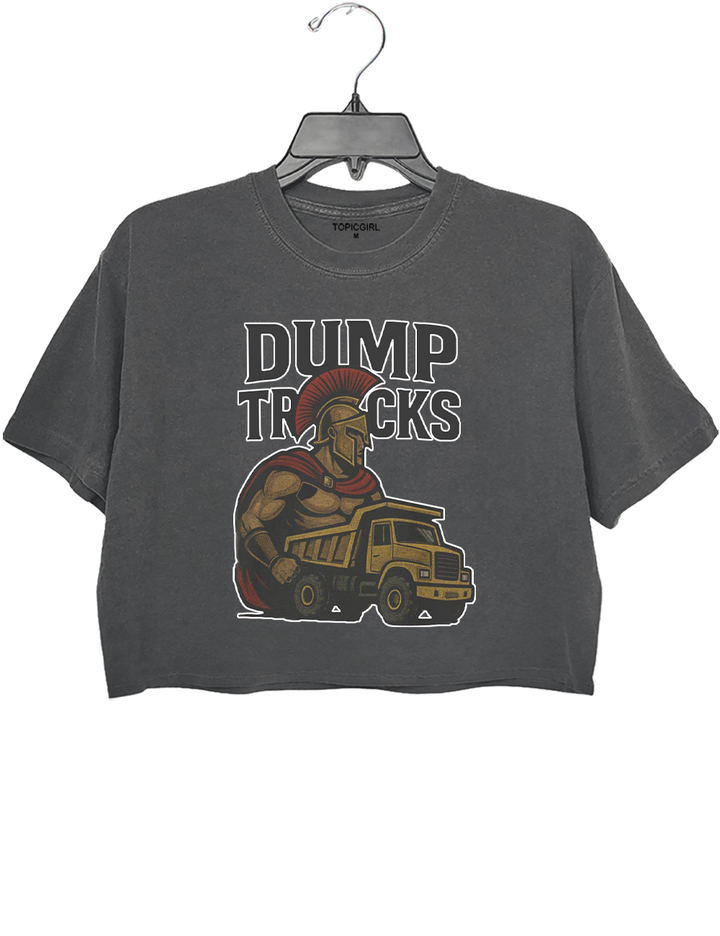Spartan Warrior with Dump Truck Funny Spartan Butt Crop Top