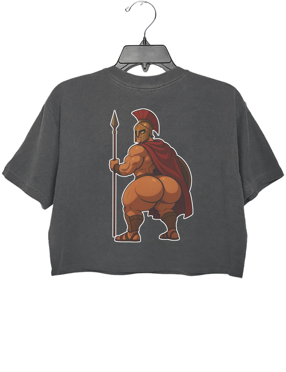 Spartan Warrior with Dump Truck Funny Spartan Butt Crop Top