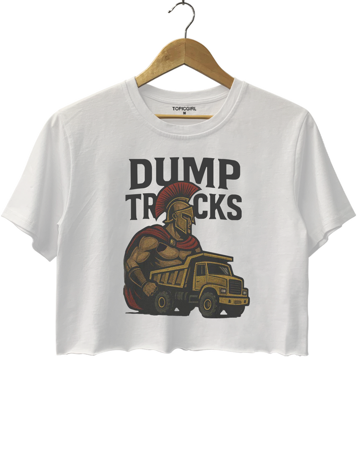 Spartan Warrior with Dump Truck Funny Spartan Butt Crop Top