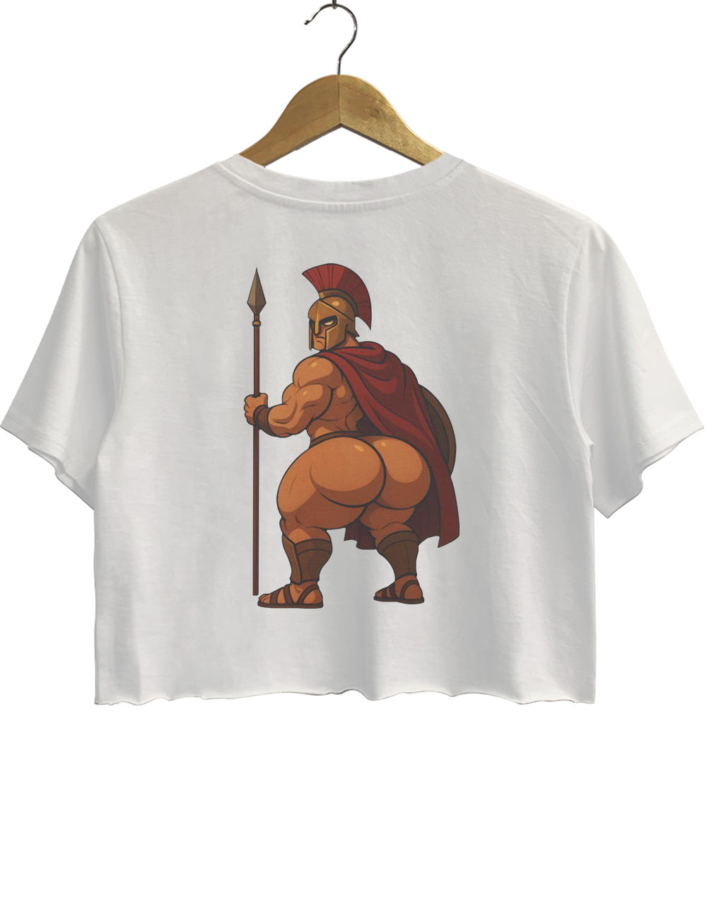 Spartan Warrior with Dump Truck Funny Spartan Butt Crop Top