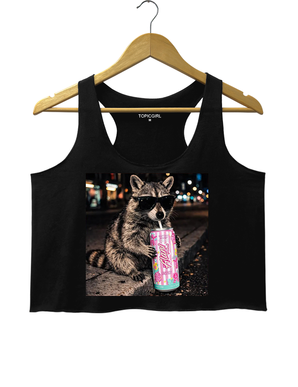 Raccoon Cotton Candy Drink Crop Tank Top