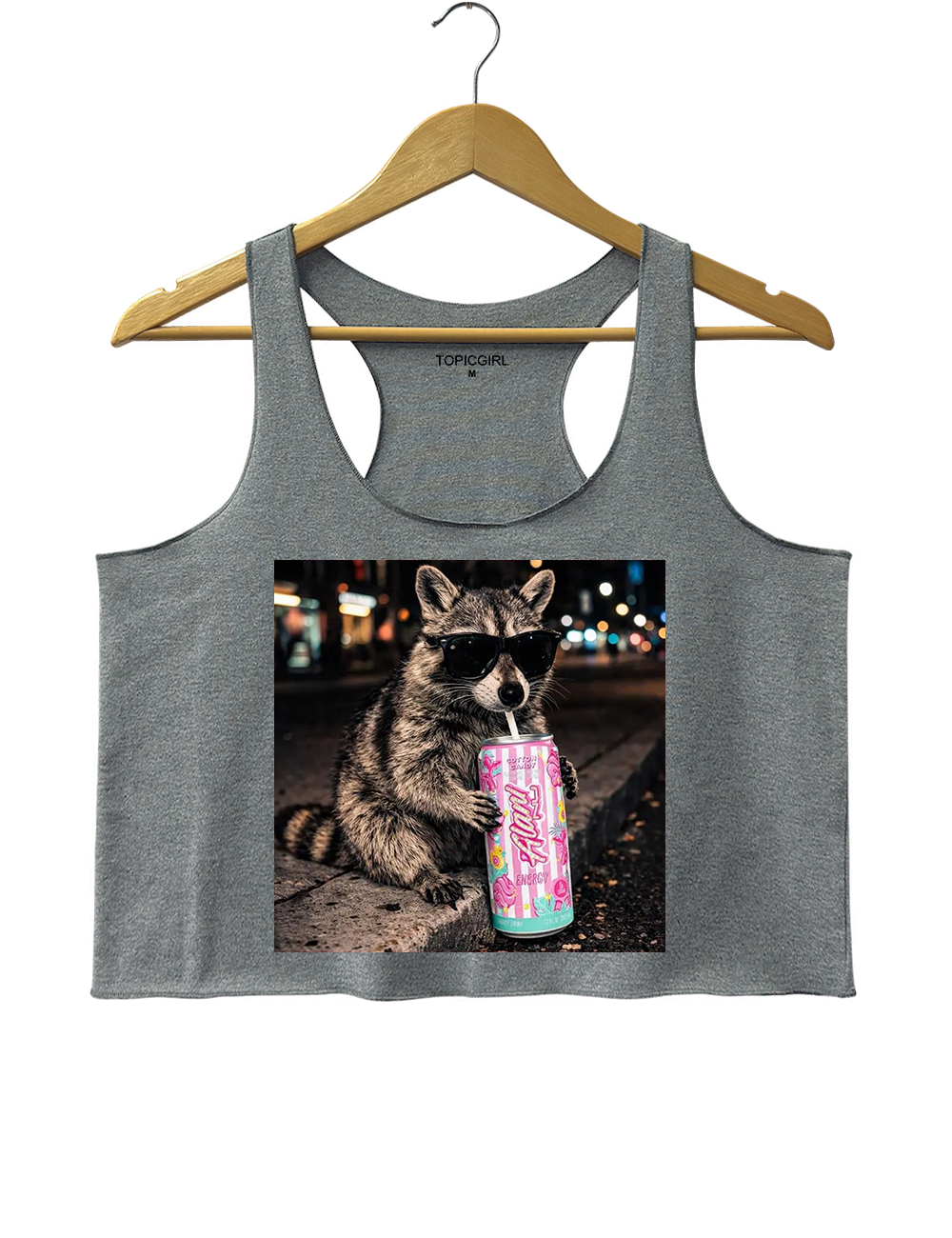 Raccoon Cotton Candy Drink Crop Tank Top