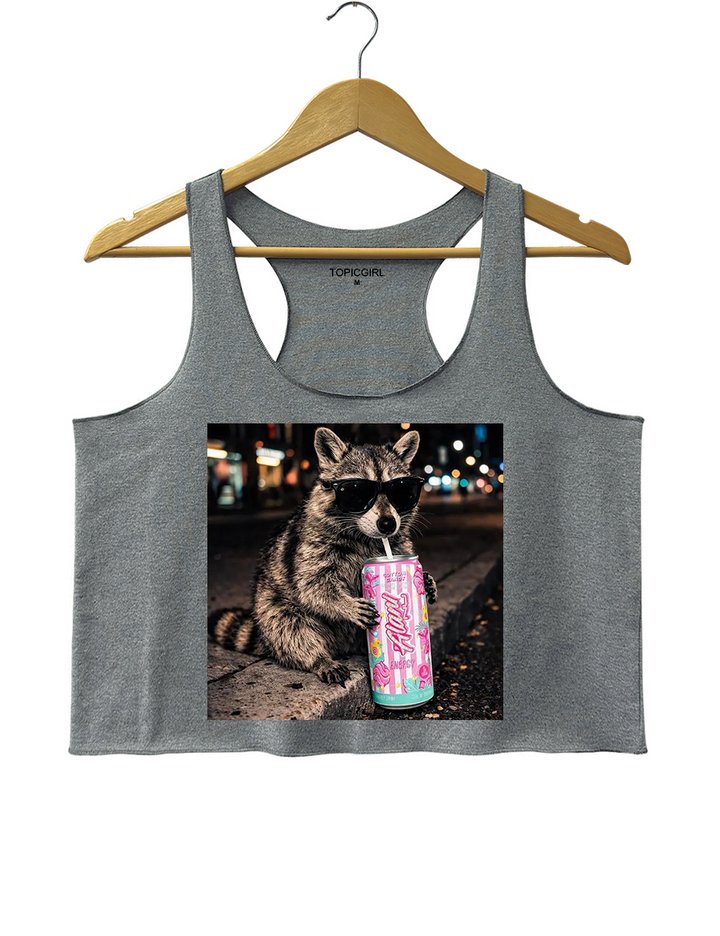 Raccoon Cotton Candy Drink Crop Tank Top