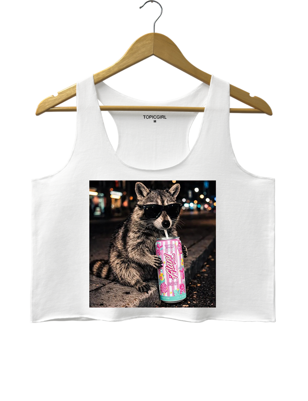 Raccoon Cotton Candy Drink Crop Tank Top
