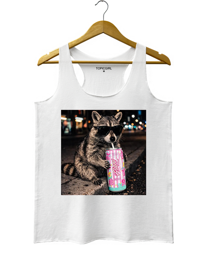 Raccoon Cotton Candy Drink Tank Top