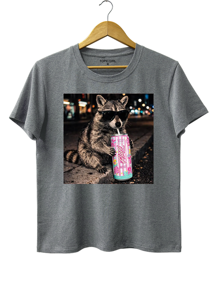 Raccoon Cotton Candy Drink Tee