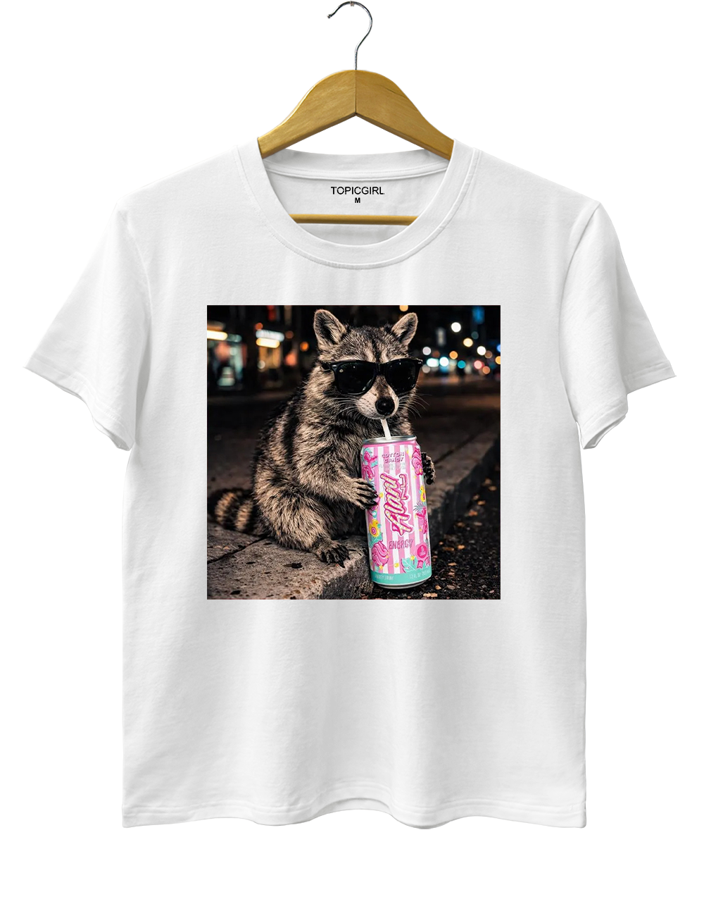 Raccoon Cotton Candy Drink Tee
