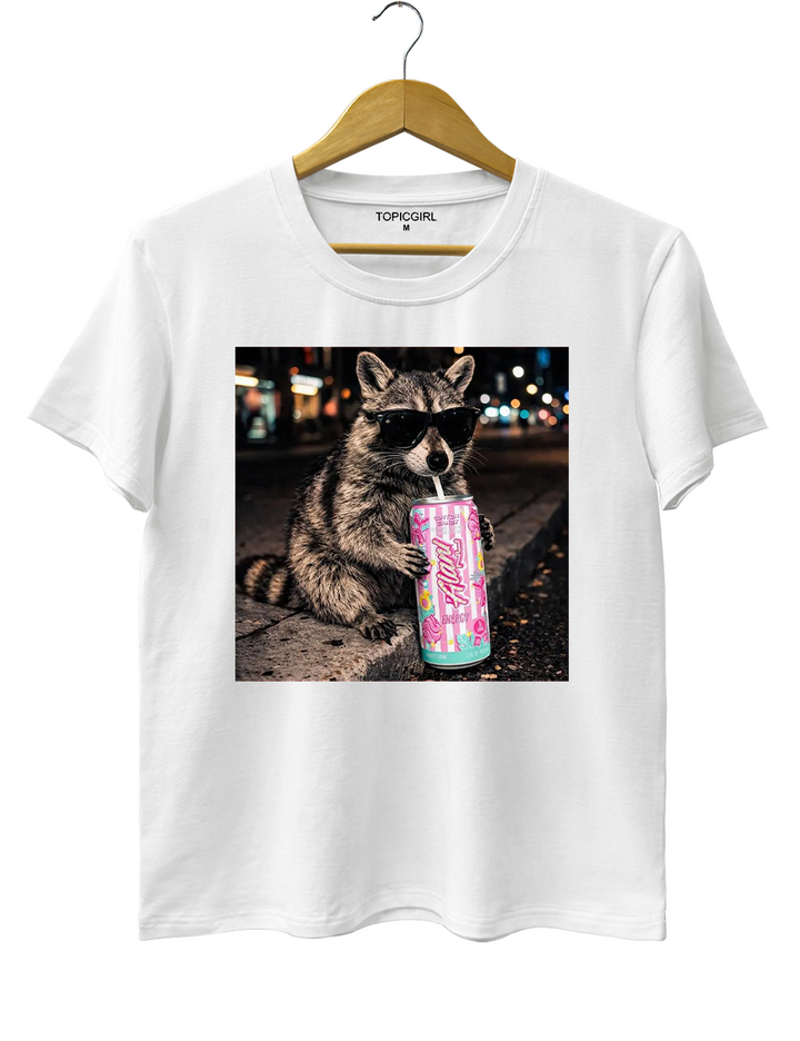 Raccoon Cotton Candy Drink Tee