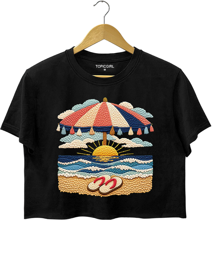 Beach Sunset Print Crop Top