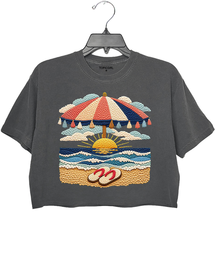 Beach Sunset Print Crop Top