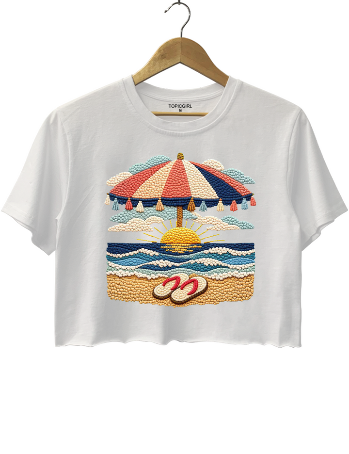 Beach Sunset Print Crop Top
