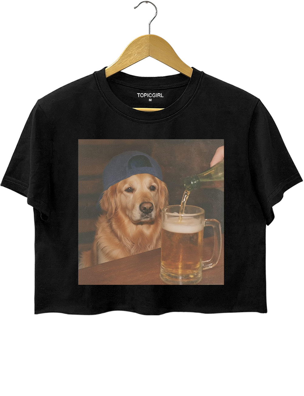 Funny Golden Retriever Drinking Beer Crop Top