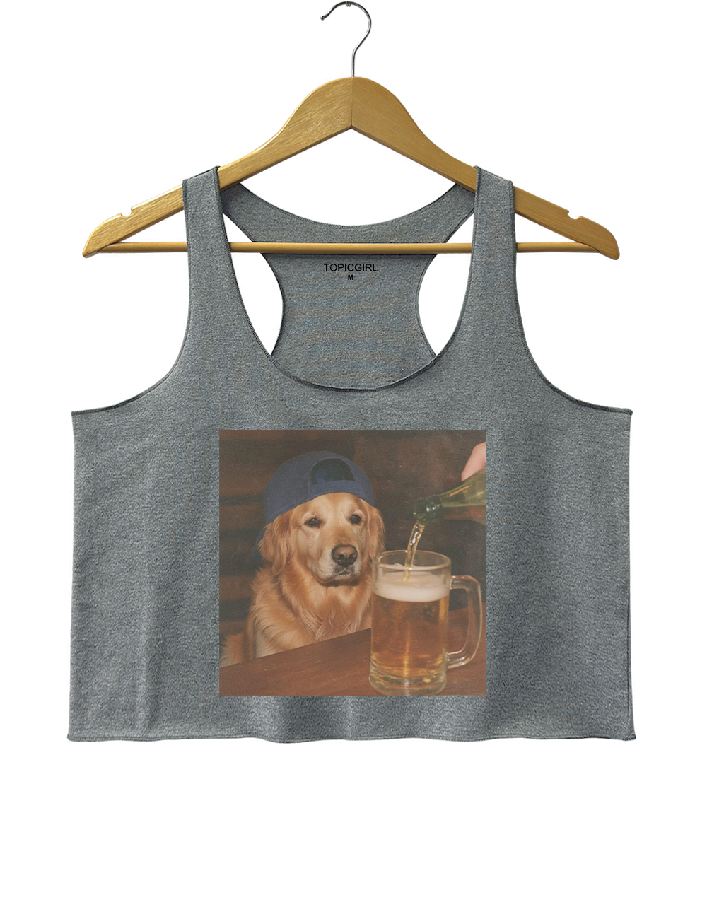 Funny Golden Retriever Drinking Beer Crop Tank Top