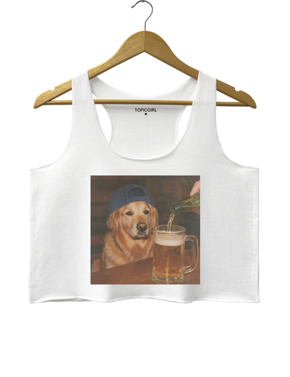 Funny Golden Retriever Drinking Beer Crop Tank Top