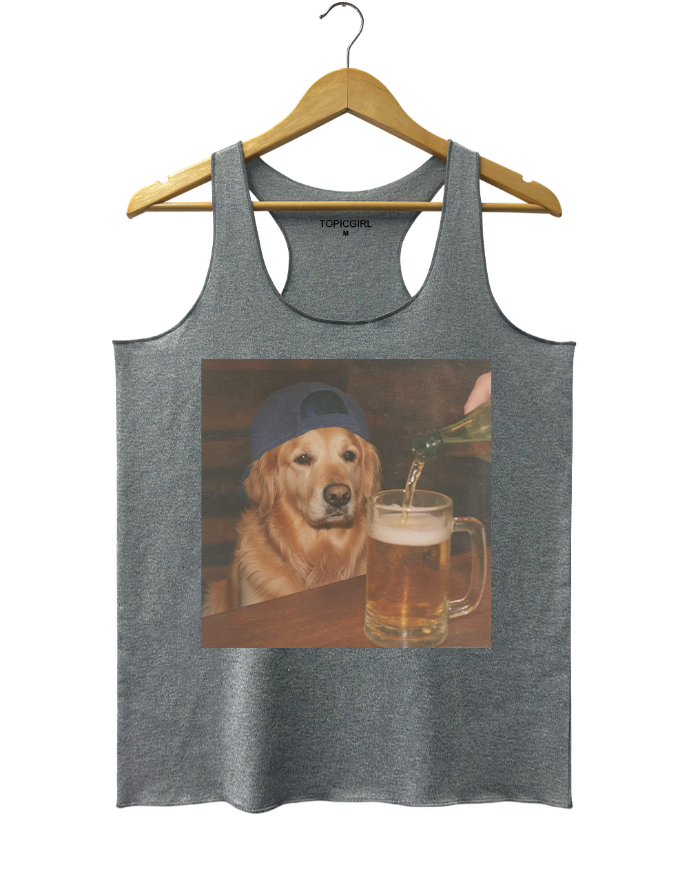 Funny Golden Retriever Drinking Beer Tank Top
